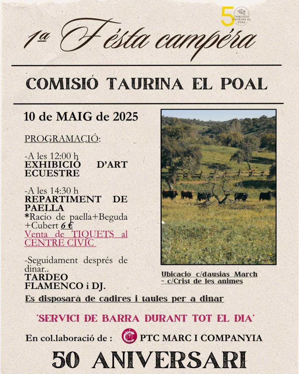 La Penya El Poal enceta els actes del seu 50 aniversari amb una festa campera el 10 de&nbsp;maig